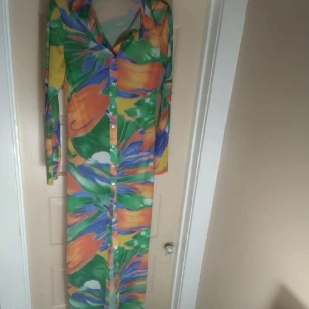 Multicolor Button-Down Dress - Picture 3 of 4